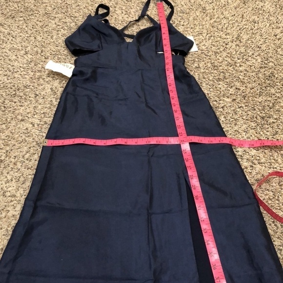 NWT Fame And Partners Maxi Dress Size 2 Navy Blue Cutout Caged Back Formal Gown - Picture 10 of 11